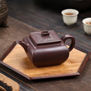 Full Handmade Yixing Zisha Teapot [Sifang Jun Zheng] (Tian Qing Zi Ni – 500ml)