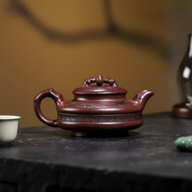 Full Handmade Yixing Zisha Teapot [Lucky Bamboo] (Zi Ni – 480ml)
