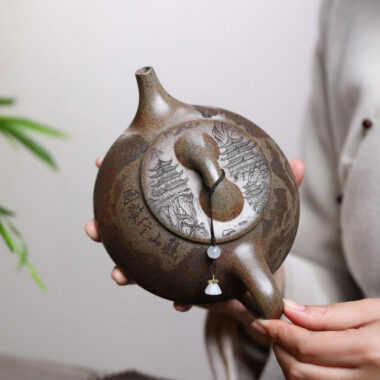 Yixing Zisha Teapot [Guanshan Jingzhou Shi Piao] (Chenxiang Ni Firewood Firing – 580ml)