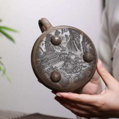 Yixing Zisha Teapot [Guanshan Jingzhou Shi Piao] (Chenxiang Ni Firewood Firing – 580ml)