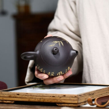 Yixing Zisha Teapot [Bamboo Xishi] (Hei Ni – 230ml)