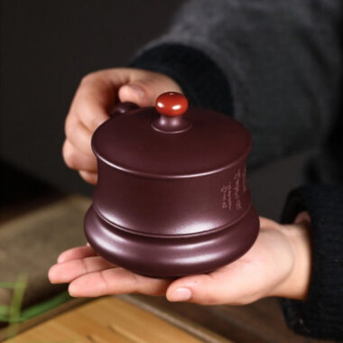 Yixing Zisha Tea Mug with Filter [Good Luck & Fortune] (Zi Ni – 310ml)