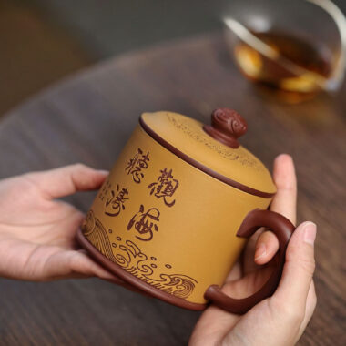 Yixing Zisha Tea Mug [Guanhai Tingtao] (Huangjin Duan Ni / Zi Ni – 500ml)