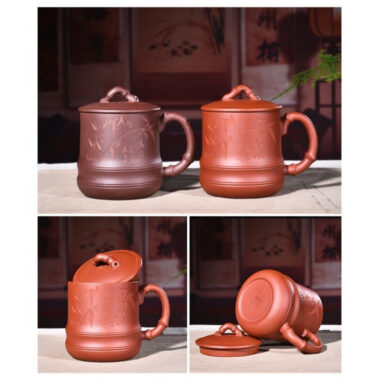 Yixing Zisha Tea Mug [Qingfeng Bamboo] (Zi Ni/Xiao Hong Ni – 450ml)
