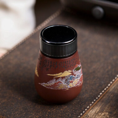 Master Handmade Yixing Zisha Travel Tea Cup [Golden Mountain Silver Mountain] (Zi Ni – 400ml)