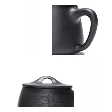 Yixing Zisha Tea Mug with Filter [Teng Long Shi Piao] (Hei Ni – 560ml)