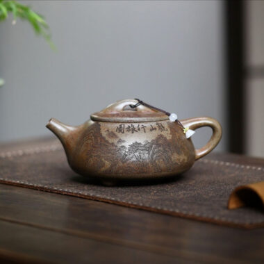 Yixing Zisha Teapot [Guanshan Jingzhou Shi Piao] (Chenxiang Ni Firewood Firing – 580ml)