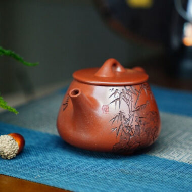 Full Handmade Yixing Zisha Teapot [Gao Shi Piao Pot] (Zhu Ni – 180ml)