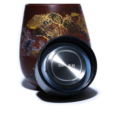Master Handmade Yixing Zisha Travel Tea Cup [Golden Mountain Silver Mountain] (Zi Ni – 400ml)