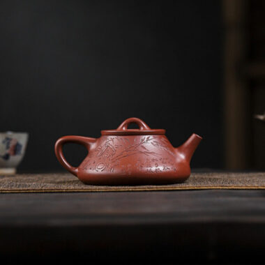 Full Handmade Yixing Zisha Teapot [Bamboo Happiness] (Hong Pi Long – 240ml)