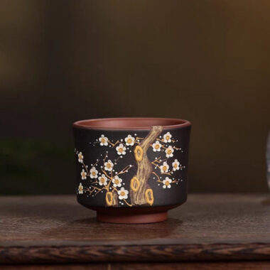 Handmade Yixing Zisha Master Tea Cup [Bi-color Plum Blossom] 110ml
