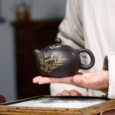 Yixing Zisha Teapot [Bamboo Xishi] (Hei Ni – 230ml)