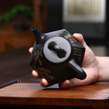 Full Handmade Yixing Zisha Teapot [Liufang Shi Piao Pot] (Shi Huang – 280ml)