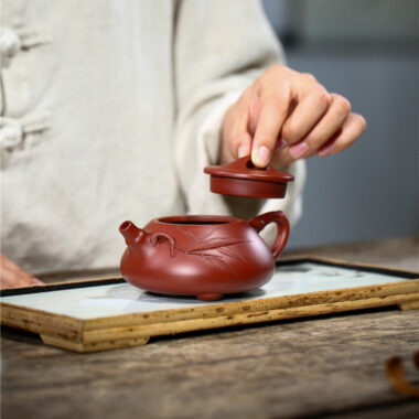 Yixing Zisha Teapot [Bamboo Jingzhou Shi Piao] (Dahongpao – 200ml)