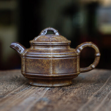Full Handmade Yixing Zisha Teapot [Liufang Zhu Gu Pot] (Qing Duan Ni Firewood Fired – 200ml)