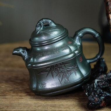 Full Handmade Yixing Zisha Teapot [Bamboo Pot] (Long Bei Qing – 320ml) (Rare Clay Type / Last Piece)