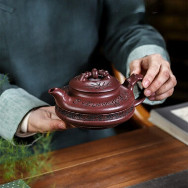 Full Handmade Yixing Zisha Teapot [Lucky Bamboo] (Zi Ni – 480ml)