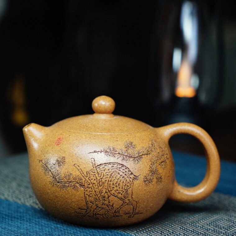 Full Handmade Yixing Zisha Teapot [Xishi Pot] (Wucai Lao Duan Ni – 250ml)