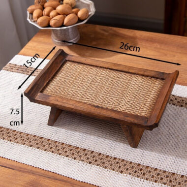 Retro Solid Wood Woven Tea Tray [Rustic]