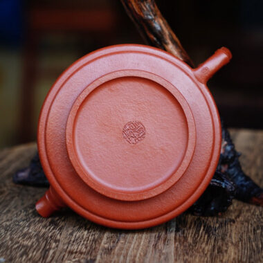 Full Handmade Yixing Zisha Teapot [Flat Bamboo Pot] (Zhu Ni – 200ml)