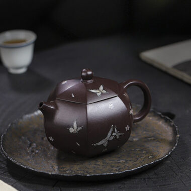 Full Handmade Yixing Zisha Teapot [Butterfly Xishi] (Zi Jia Ni – 460ml)