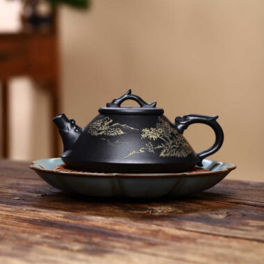 Full Handmade Yixing Zisha Teapot [Long Piao Pot] (Shi Huang – 200ml)