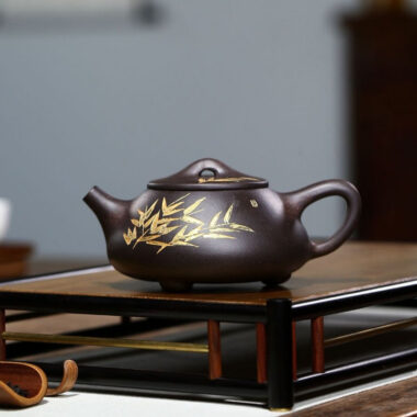 Yixing Zisha Teapot [Bamboo Shi Piao] (Hei Jin Sha – 240ml)