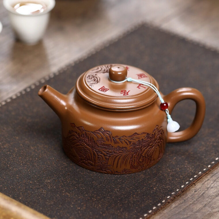 Yixing Zisha Teapot [Guan Shan] (Chijin Zhu Ni – 450ml)