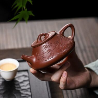 Full Handmade Yixing Zisha Teapot [Bamboo Happiness] (Hong Pi Long – 240ml)