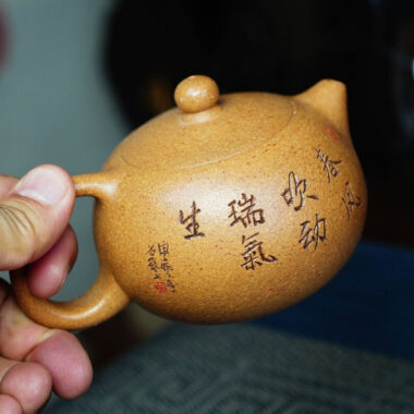 Full Handmade Yixing Zisha Teapot [Xishi Pot] (Wucai Lao Duan Ni – 250ml)