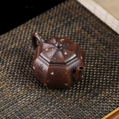 Full Handmade Yixing Zisha Teapot [Octagon Pear] (Firewood Fired Duan Ni – 250ml)