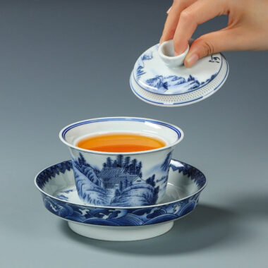 Ancient Celadon Style Ceramic [Jinxiu Heshan] Sancai Gaiwan Set 190ml