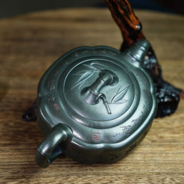 Full Handmade Yixing Zisha Teapot [Bamboo Drum Pot] (Long Bei Qing – 330ml) (Rare Clay Type / Last Piece)