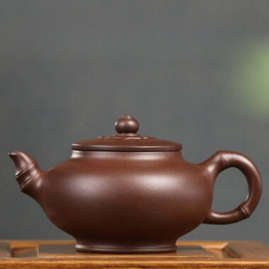 Full Handmade Yixing Zisha Teapot [Elegant Bamboo Pot] (Zi Ni – 300ml)