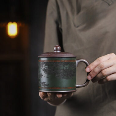 Master Handmade Yixing Zisha Tea Mug [The Great Bianjing] (Jinsha Zi Ni – 470ml)
