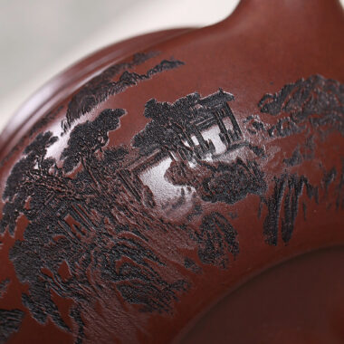 Yixing Zisha Teapot [Shanshui Fanggu] (Zi Ni – 400ml)