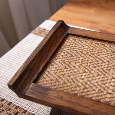 Retro Solid Wood Woven Tea Tray [Rustic]