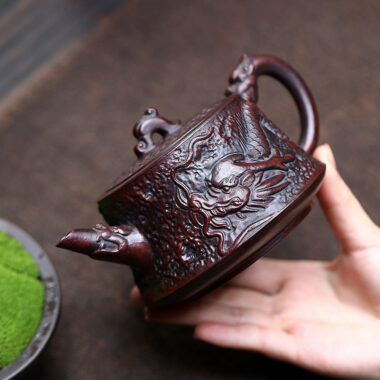 Yixing Zisha Teapot [Dragon Zhu Chu] (Tie Xie Hong Sha – 350ml)