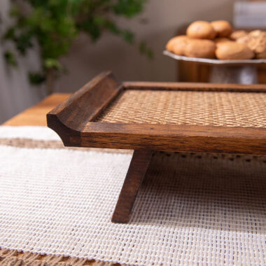 Retro Solid Wood Woven Tea Tray [Rustic]