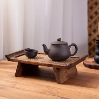 Retro Solid Wood Woven Tea Tray [Rustic]