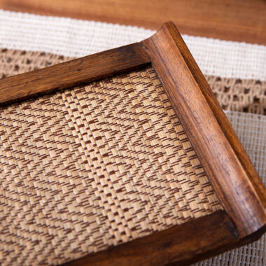 Retro Solid Wood Woven Tea Tray [Rustic]