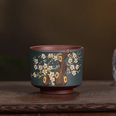 Handmade Yixing Zisha Master Tea Cup [Bi-color Plum Blossom] 110ml