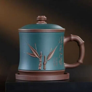 Yixing Zisha Tea Mug with Filter [Bamboo Breeze] 4/5pcs Set (Zi Ni – 460ml)