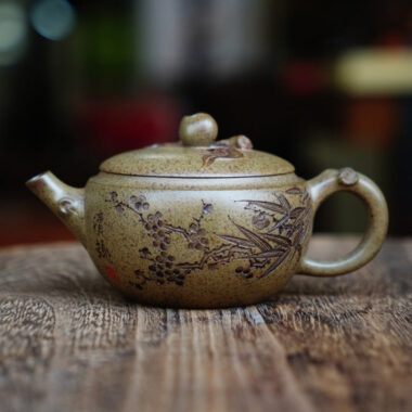 Full Handmade Yixing Zisha Teapot [Shoutau Pot] (Qing Duan Ni Firewood Fired – 150ml)