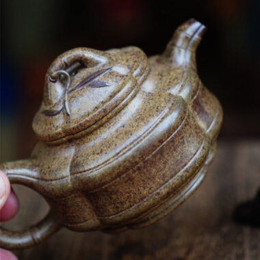 Full Handmade Yixing Zisha Teapot [Sifang Zhu Gu Pot] (Qing Duan Ni Firewood Fired – 160ml)