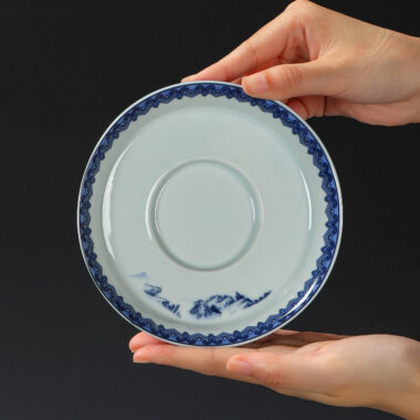 Ancient Celadon Style Ceramic [Qianli Jiangshan] Sancai Gaiwan Set 190ml