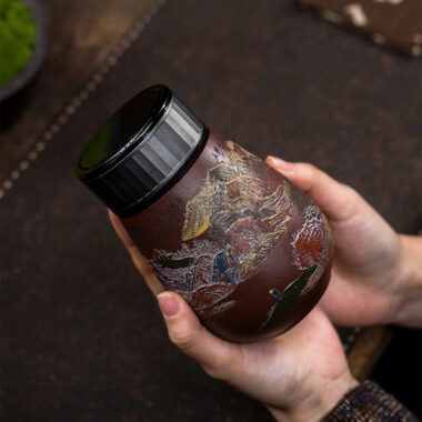 Master Handmade Yixing Zisha Travel Tea Cup [Golden Mountain Silver Mountain] (Zi Ni – 400ml)