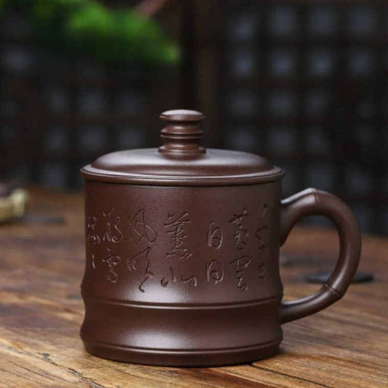 Full Handmade Yixing Zisha Tea Mug [Bamboo] (Lao Zi Ni – 430ml)