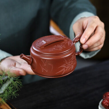 Full Handmade Yixing Zisha Teapot [Bamboo Hanwa] (Hong Pi Long – 320ml)