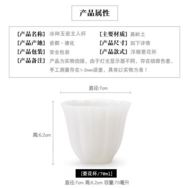 Ice Jade White Porcelain [Linghua] Tea Cup 70ml